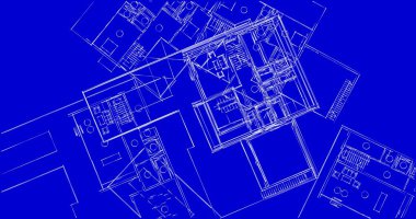 Mimari sanat konseptinde soyut çizgiler, minimum geometrik şekiller. 
