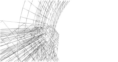  Çizim, mimari konsept, minimum geometrik şekiller.