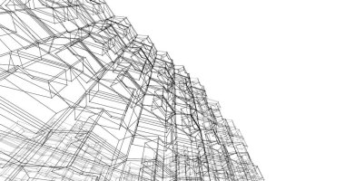 Mimari sanat konseptinde soyut çizgiler, minimum geometrik şekiller. 