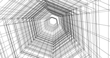 Arkaplanda mimari bina 3d illüstrasyon