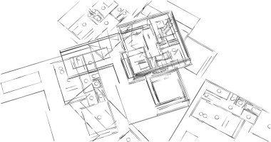 Mimari sanat konseptinde soyut çizgiler, minimum geometrik şekiller. 