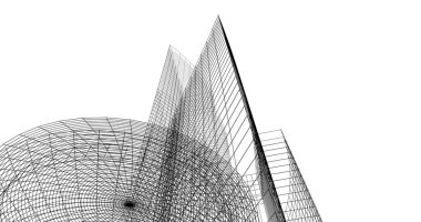 Mimari sanat konseptinde soyut çizgiler, minimum geometrik şekiller. 