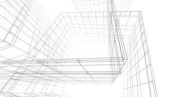 Mimari sanat konseptinde soyut çizgiler, minimum geometrik şekiller. 