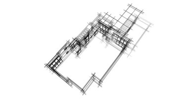 Mimari sanat konseptinde soyut çizgiler, minimum geometrik şekiller. 