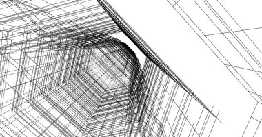 Arkaplanda mimari bina 3d illüstrasyon