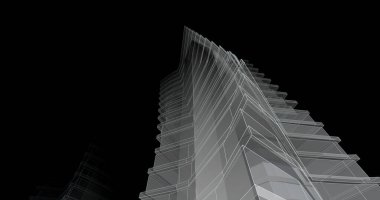 Mimari sanat konseptinde soyut çizgiler, minimum geometrik şekiller. 