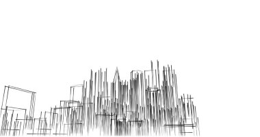 Arkaplanda mimari bina 3d illüstrasyon