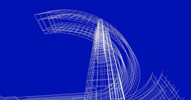 Arkaplanda mimari bina 3d illüstrasyon