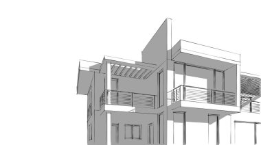 Mimari sanat konseptinde soyut çizgiler, minimum geometrik şekiller. 