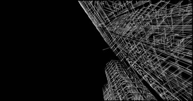 Mimari sanat konseptinde soyut çizgiler, minimum geometrik şekiller. 