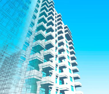 Mimari sanat konseptinde soyut çizgiler, minimum geometrik şekiller. 