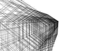 Arkaplanda mimari bina 3d illüstrasyon