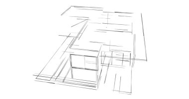 Arkaplanda mimari bina 3d illüstrasyon