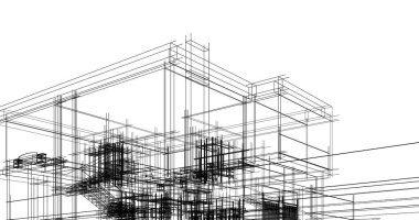 Mimari sanat konseptinde soyut çizgiler, minimum geometrik şekiller. 