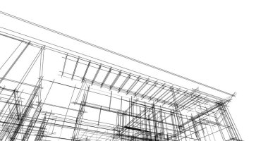 Mimari sanat konseptinde soyut çizgiler, minimum geometrik şekiller. 