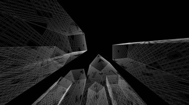 Arkaplanda mimari bina 3d illüstrasyon