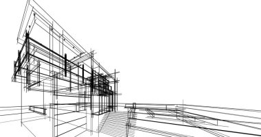 Mimari sanat konseptinde soyut çizgiler, minimum geometrik şekiller. 