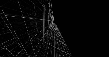 Mimari sanat konseptinde soyut çizgiler, minimum geometrik şekiller. 