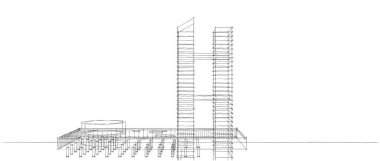 Mimari sanat konseptinde soyut çizgiler, minimum geometrik şekiller. 