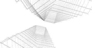 Mimari sanat konseptinde soyut çizgiler, minimum geometrik şekiller. 