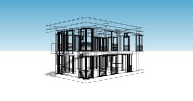 Mimari sanat konseptinde soyut çizgiler, minimum geometrik şekiller. 