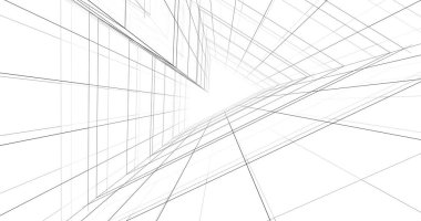 Arkaplanda mimari bina 3d illüstrasyon