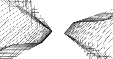 Mimari sanat konseptinde soyut çizgiler, minimum geometrik şekiller. 