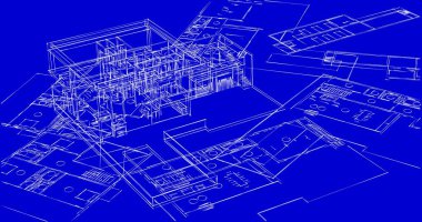Mimari sanat konseptinde soyut çizgiler, minimum geometrik şekiller. 