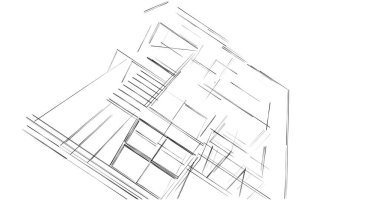 Mimari sanat konseptinde soyut çizgiler, minimum geometrik şekiller. 