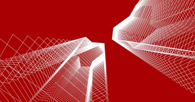 Mimari sanat konseptinde soyut çizgiler, minimum geometrik şekiller. 