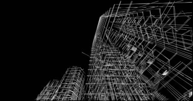 Mimari sanat konseptinde soyut çizgiler, minimum geometrik şekiller. 