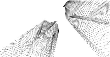 Mimari sanat konseptinde soyut çizgiler, minimum geometrik şekiller. 