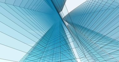 Arkaplanda mimari bina 3d illüstrasyon