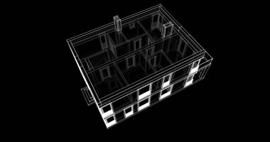 Arkaplanda mimari bina 3d illüstrasyon