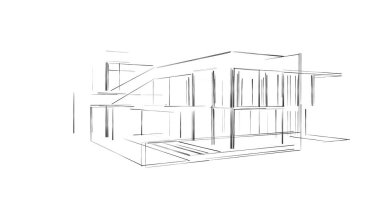 Mimari sanat konseptinde soyut çizgiler, minimum geometrik şekiller. 