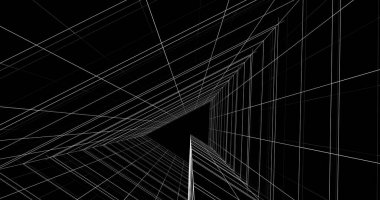 Mimari sanat konseptinde soyut çizgiler, minimum geometrik şekiller. 