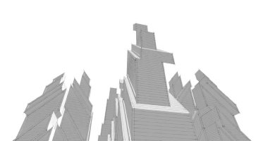 Mimari sanat konseptinde soyut çizgiler, minimum geometrik şekiller. 