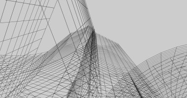 Mimari sanat konseptinde soyut çizgiler, minimum geometrik şekiller. 