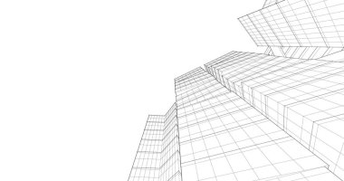 Arkaplanda mimari bina 3d illüstrasyon