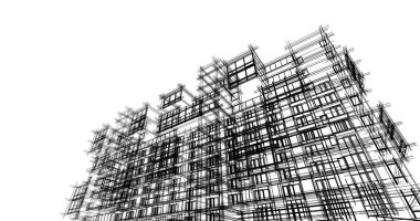 Mimari sanat konseptinde soyut çizgiler, minimum geometrik şekiller. 