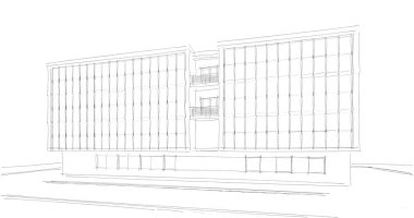 Mimari sanat konseptinde soyut çizgiler, minimum geometrik şekiller. 