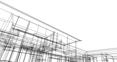 Mimari sanat konseptinde soyut çizgiler, minimum geometrik şekiller. 