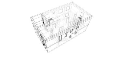 Mimari sanat konseptinde soyut çizgiler, minimum geometrik şekiller. 