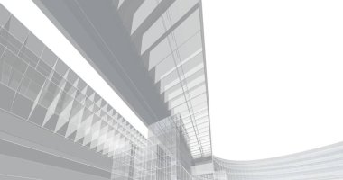 Arkaplanda mimari bina 3d illüstrasyon