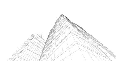 Arkaplanda mimari bina 3d illüstrasyon