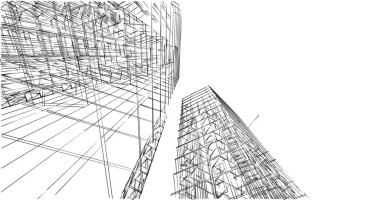 Mimari sanat konseptinde soyut çizgiler, minimum geometrik şekiller. 