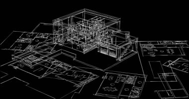 Mimari sanat konseptinde soyut çizgiler, minimum geometrik şekiller. 