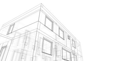 Mimari sanat konseptinde soyut çizgiler, minimum geometrik şekiller. 