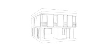 Arkaplanda mimari bina 3d illüstrasyon