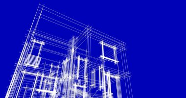 Mimari sanat konseptinde soyut çizgiler, minimum geometrik şekiller. 